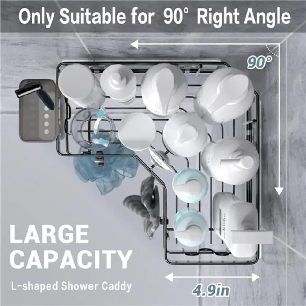2 Pack Adhesive Shower Corner Organizer Shelves, No Drilling Stainless Steel